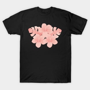 Tropical Peach Hibiscus Flower T-Shirt